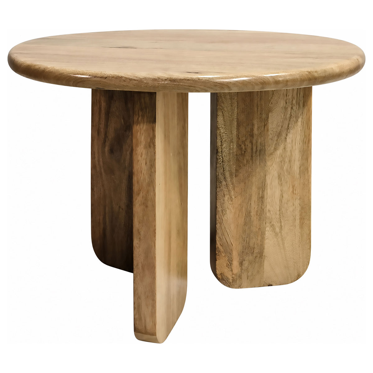 Dale Sculptural Round Solid Mango Wood End Table Natural Mango