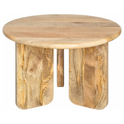 Dale Sculptural Round Solid Mango Wood End Table Natural Mango