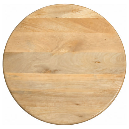 Dale Sculptural Round Solid Mango Wood End Table Natural Mango