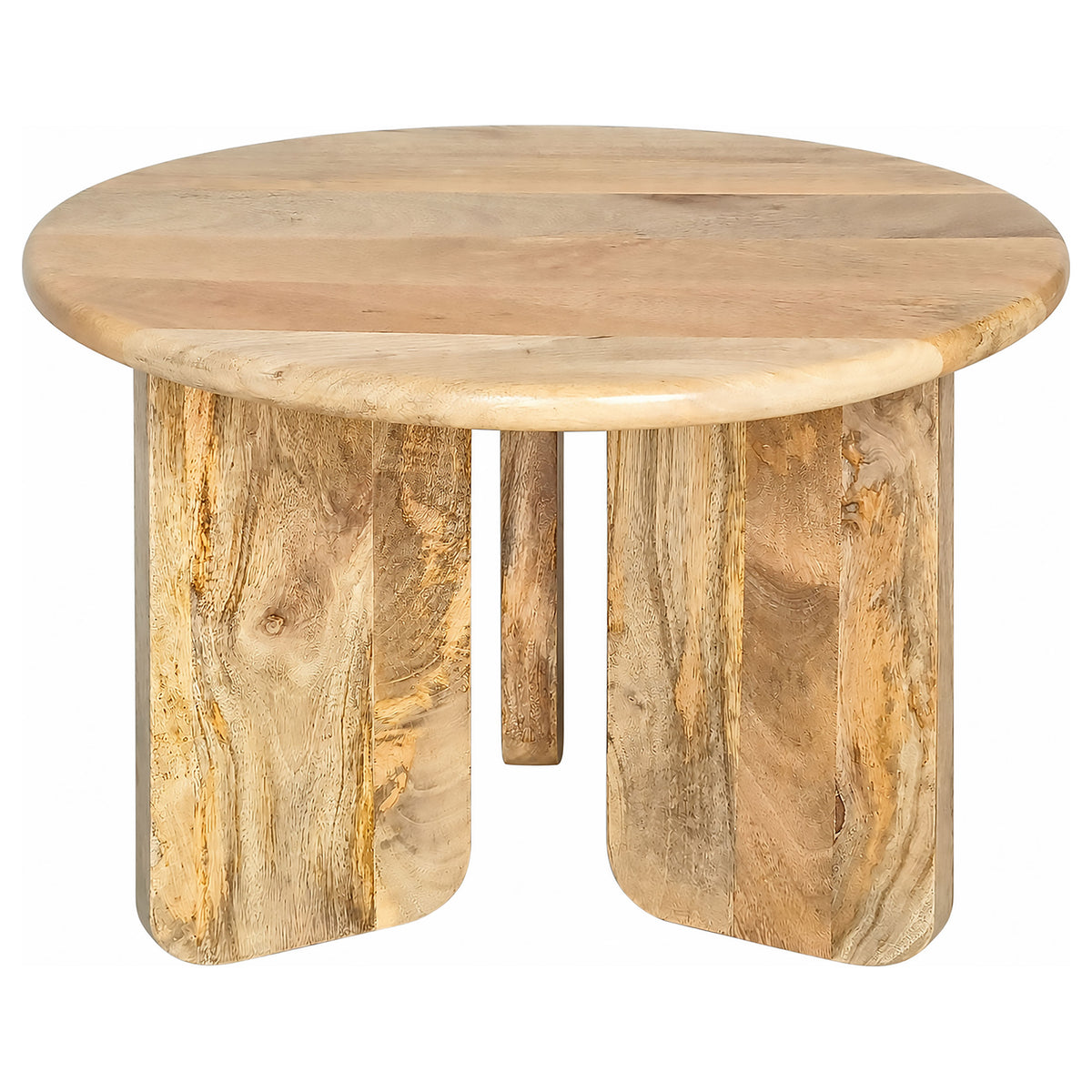 Dale 2-Piece Round Mango Wood Coffee and End Table Set Natural Mango