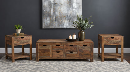 Esther 3-Piece Solid Sheesham Coffee and End Table Set Natural