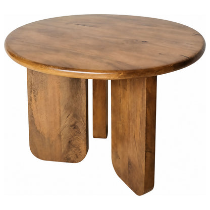 Dale Sculptural Round Solid Mango Wood End Table Honey Mango