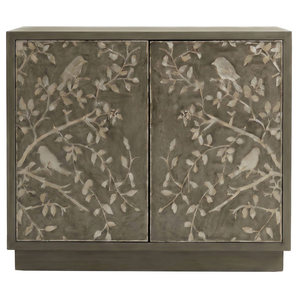 Parkes 2-door Bone Inlay Accent Cabinet Distressed Grey