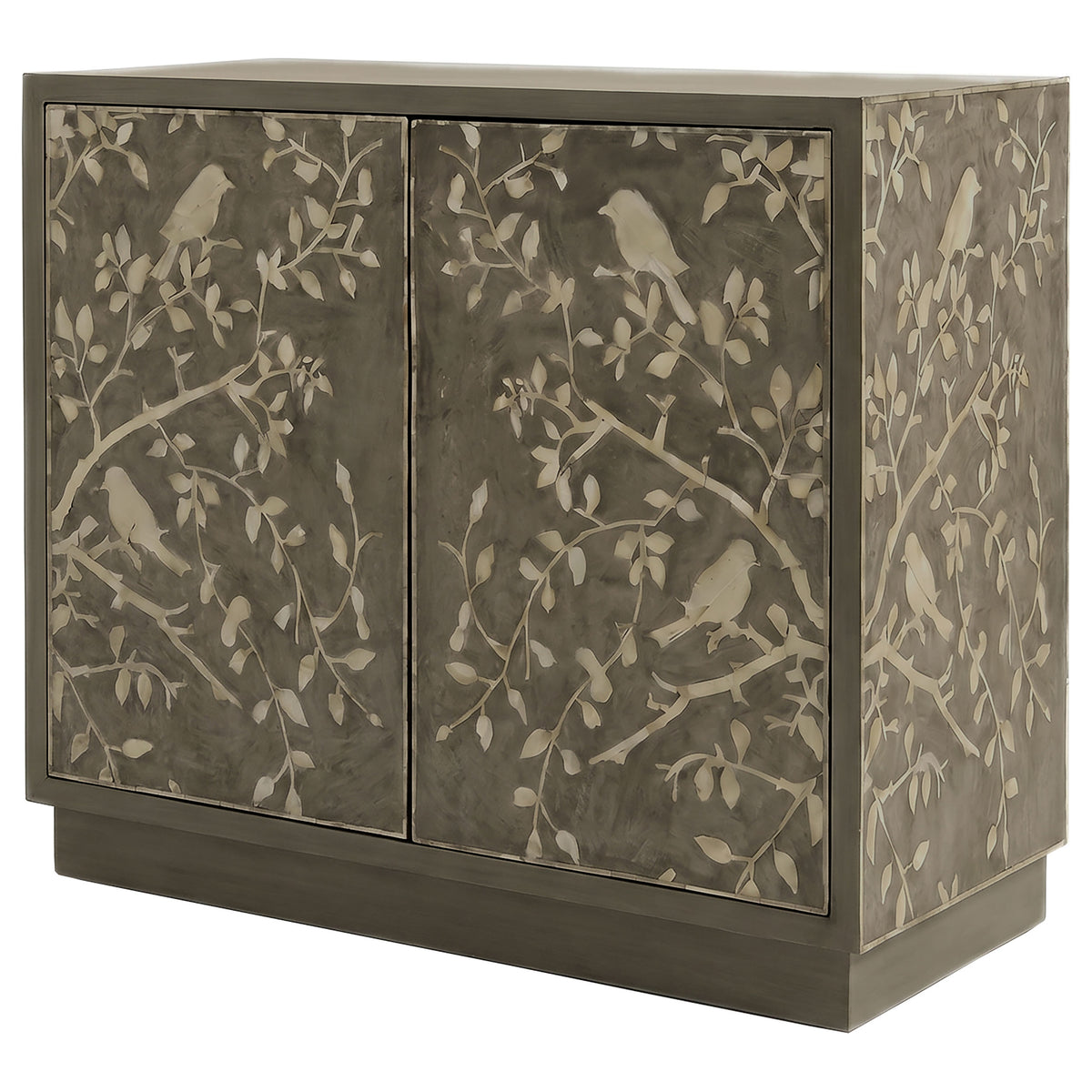 Parkes 2-door Bone Inlay Accent Cabinet Distressed Grey