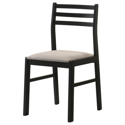 Sykes Fabric Upholstered Ladder Back Side Chair Black and Beige (Set of 2)