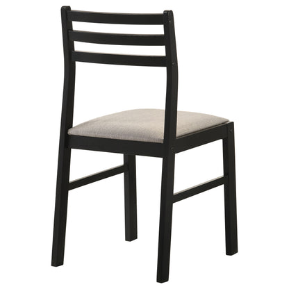 Sykes Fabric Upholstered Ladder Back Side Chair Black and Beige (Set of 2)