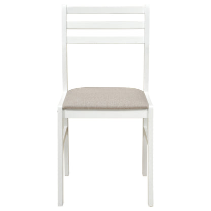Sykes Fabric Upholstered Ladder Back Side Chair White and Beige (Set of 2)