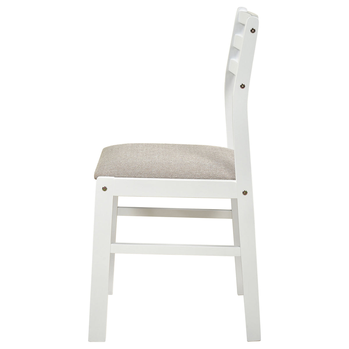Sykes Fabric Upholstered Ladder Back Side Chair White and Beige (Set of 2)