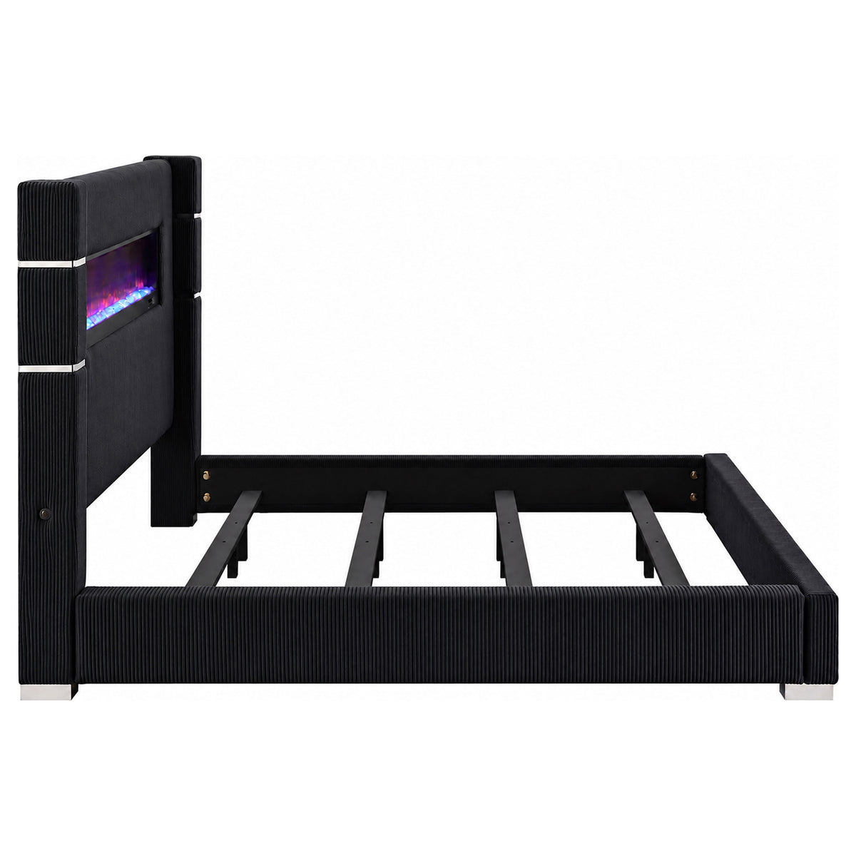 Tisdall Upholstered Cal King Flame Visualizer Bed Black