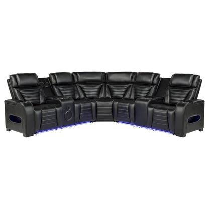 Zuma 3-Piece Dual Power Faux Leather Reclining Sectional Sofa Black