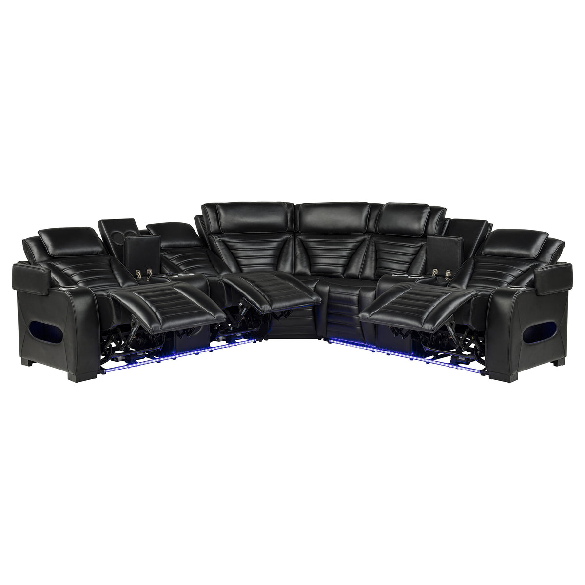 Zuma 3-Piece Dual Power Faux Leather Reclining Sectional Sofa Black