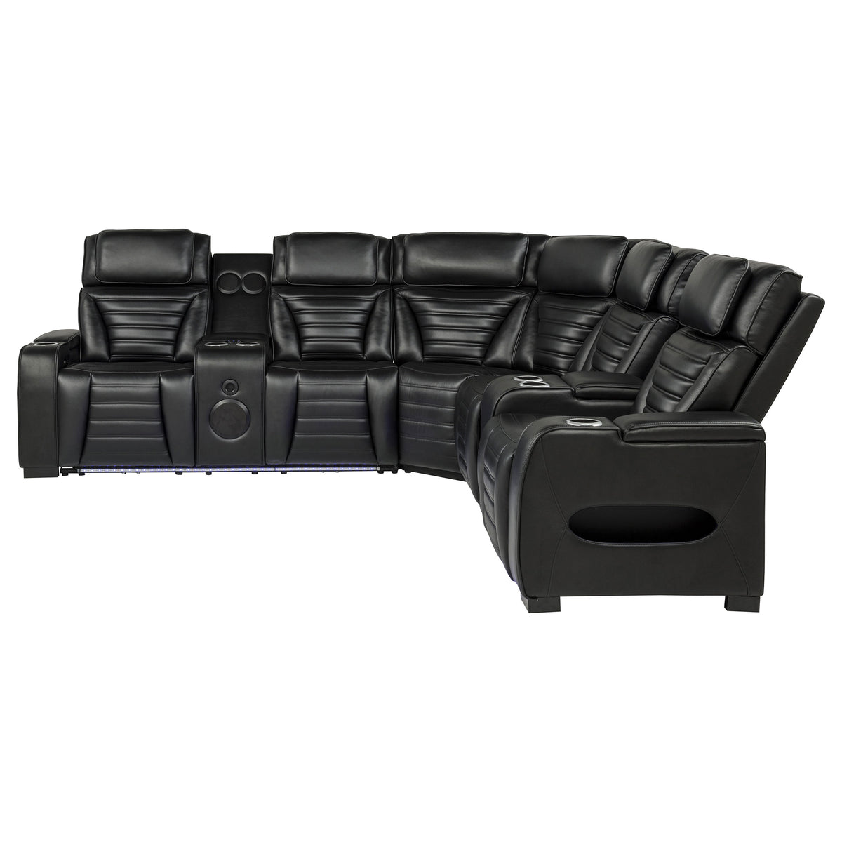 Zuma 3-Piece Dual Power Faux Leather Reclining Sectional Sofa Black