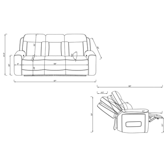 Rojas Dual Power Reclining Sofa with LED Lighting and Charging Black