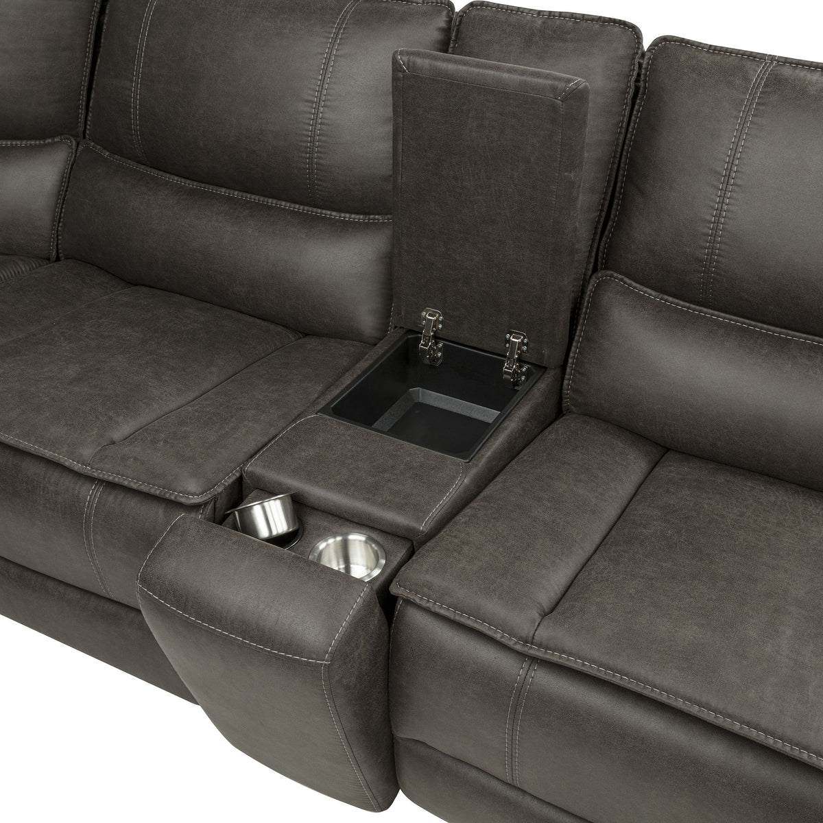 Marcell 7-Piece L-Shaped Power Reclining Sectional with Dual Consoles Grey