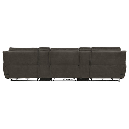 Marcell 5-Piece 3-Seat Power Home Theater Seating with Dual Consoles Grey