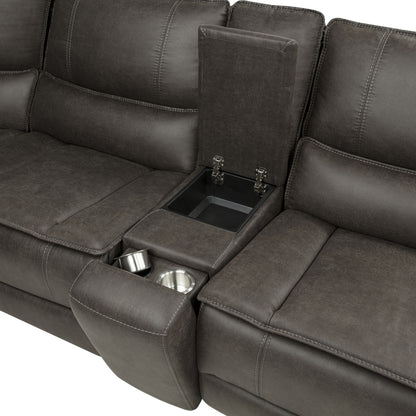 Marcell 5-Piece 3-Seat Power Home Theater Seating with Dual Consoles Grey