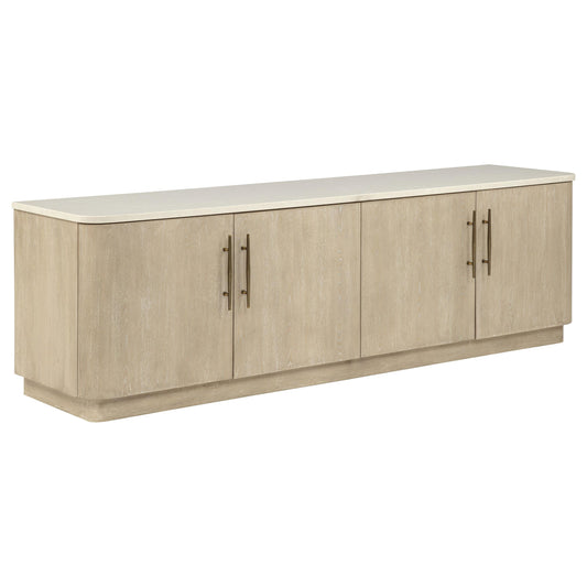 Lucaire 4-Door TV Stand for TVs up to 77 Inches Honed Cream and Sandstone