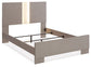 Surancha Queen Panel Bed with Mirrored Dresser, Chest and 2 Nightstands