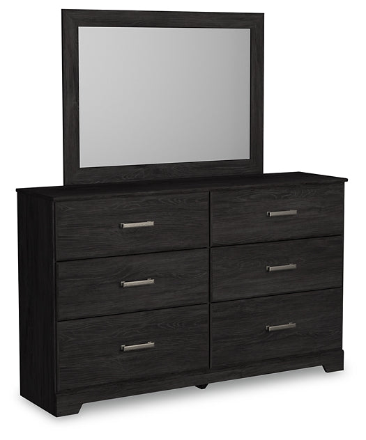 Belachime Twin Panel Bed with Mirrored Dresser and 2 Nightstands