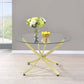 Beckham Round Dining Table Brass and Clear