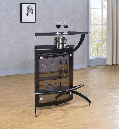 Dallas Curved Freestanding Home Bar Cabinet with Storage Black