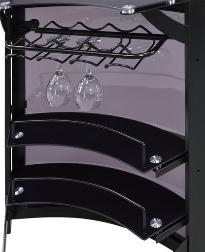 Dallas Curved Freestanding Home Bar Cabinet with Storage Black