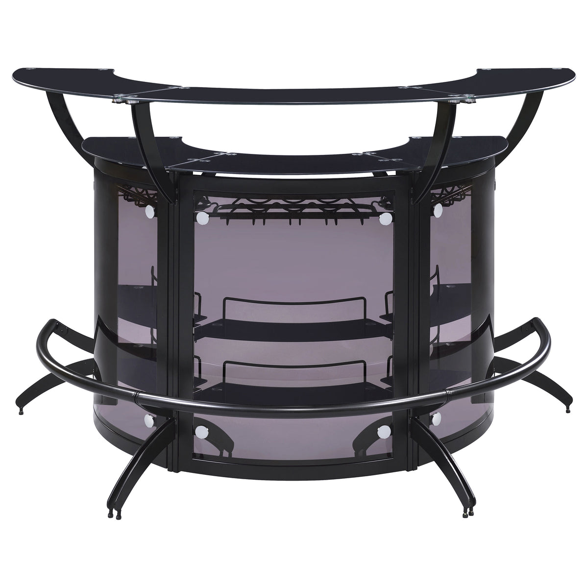 Dallas 3-piece Curved Freestanding Home Bar Set with Storage Black