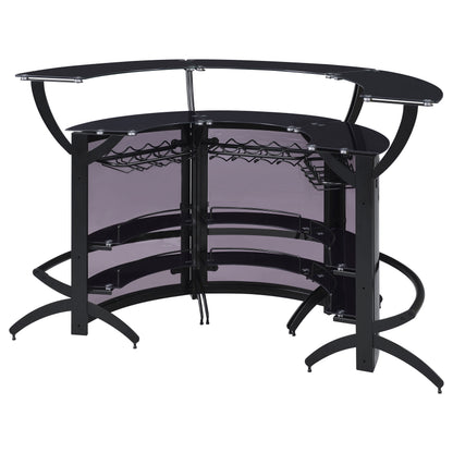 Dallas 3-piece Curved Freestanding Home Bar Set with Storage Black