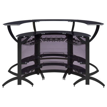 Dallas 3-piece Curved Freestanding Home Bar Set with Storage Black