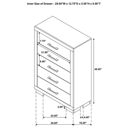 Jessica 5-drawer Bedroom Chest Snow White