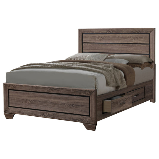 Kauffman Wood Queen Storage Panel Bed Washed Taupe