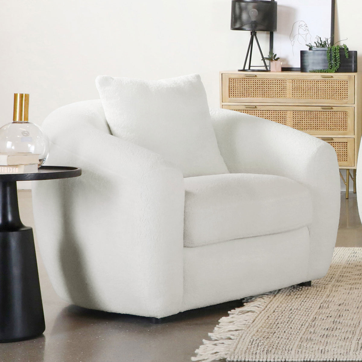 Isabella Sherpa Upholstered Accent Chair Natural