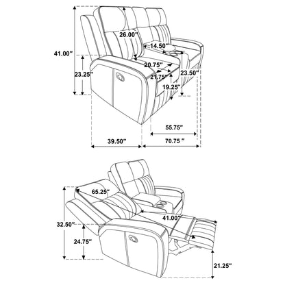 Raelynn 3-piece Upholstered Reclining Sofa Set Grey