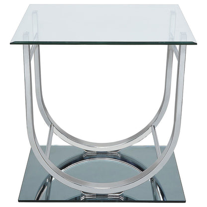 Danville Rectangular U-Shaped Glass Top Side End Table Chrome