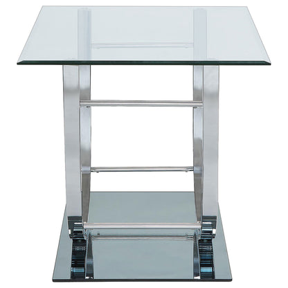 Danville Rectangular U-Shaped Glass Top Side End Table Chrome