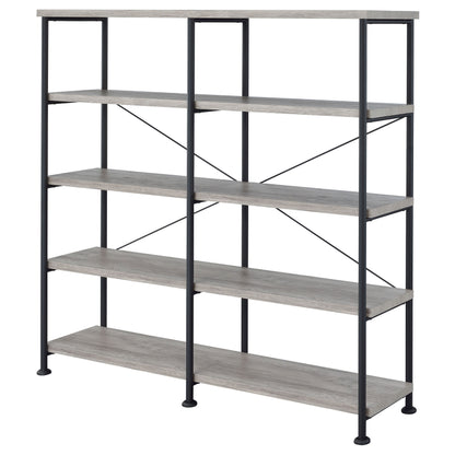 Analiese 63-inch 4-shelf Double Bookshelf Grey Driftwood