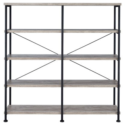 Analiese 63-inch 4-shelf Double Bookshelf Grey Driftwood