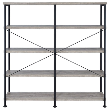 Analiese 63-inch 4-shelf Double Bookshelf Grey Driftwood