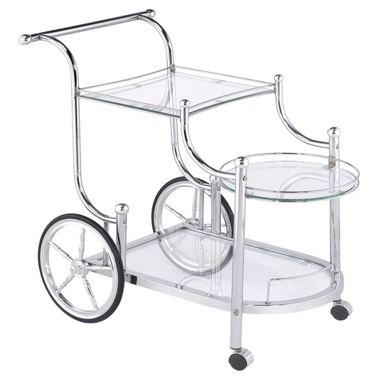 Sarandon 3-tier Serving Cart Chrome and Clear
