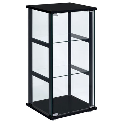 Cyclamen 3-tier Clear Glass Curio Display Cabinet Black