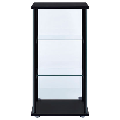 Cyclamen 3-tier Clear Glass Curio Display Cabinet Black