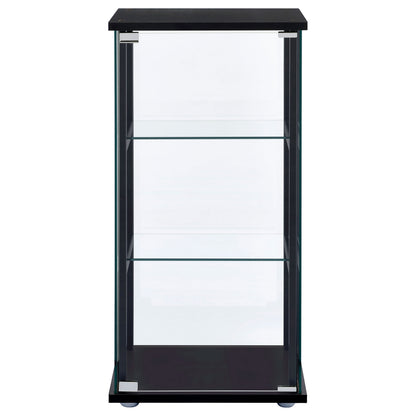 Cyclamen 3-tier Clear Glass Curio Display Cabinet Black