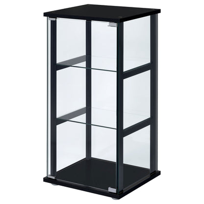 Cyclamen 3-tier Clear Glass Curio Display Cabinet Black